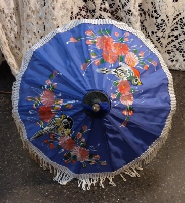 Handmade Small Wooden Umbrella 10'' Thailand Gift Lovely Decorate Home Souvenirs
