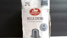 22 ALUMINUM NESPRESSO COMPATIBLE CAPSULES of FRESH SAQUELLA BELLA CREMA ESPRESSO