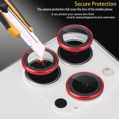 For iPhone 16E 16/16+/16 Pro Max Metal Ring Tempered Glass Camera Lens Protector