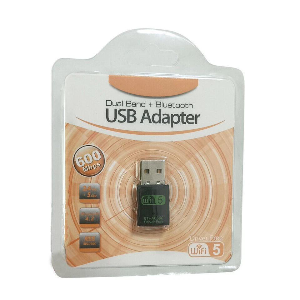 20/100 x 2in1 AC600 Mini USB WiFi + Bluetooth 5.0 Adapter Dual Band 2.4G & 5.8G - Image 2 of 4