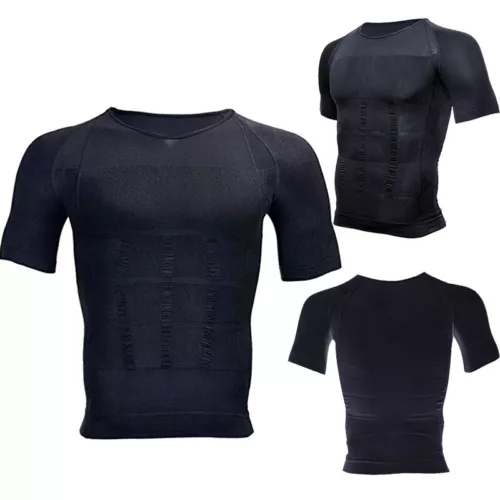 Men's Tummy Control Body Shaper Tops Hide Gynecomastia Chest Fat Shirt Shapewear - Picture 14 of 38