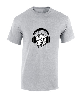 GEHIRN KOPFHÖRER HERREN T-SHIRT LUSTIG COOL URBAN ART DESIGN MUSIK DJ MUSIKER