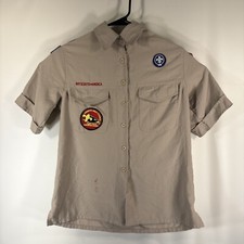 Boy Scouts of America Uniform Shirt Ladies XS Glued / Sewed Patches Stained