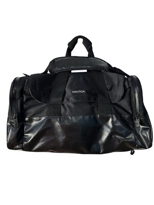 Nautica Duffle Bag Luggage Gym Tote Bag Black Large Roll Bag 24x12x11 Inches New