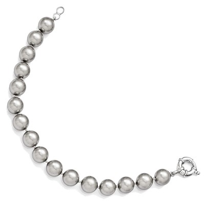 Sterlingsilber Majestik 10-11 mm graue Muschel Perle handgeknüpftes Armband QMJB10G-7