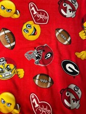 UGA University of Georgia Bulldogs Emoji BLANKET FLEECE Fabric Yard or 1/2 Yard