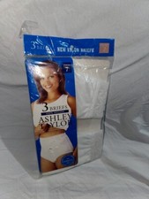 NEW Ashley Taylor sz 7 VTG TWO Panties Brief Satin Lace Top Nylon Side Tag White
