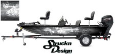 Graphic Abstract Fishing Bass Boat Wrap Decal Vinyl Pontoon Fish Skeletons Black