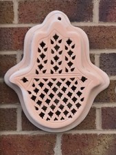 Hamsa Hand Terracotta Wall Light Cover Indoor Outdoor Natural Clay Tunisian L