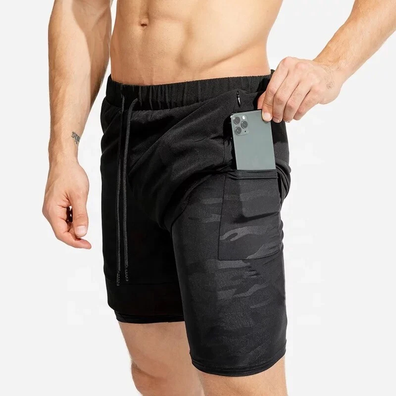 Phone Pocket 2 In 1 Cross Fit Shorts Mens Gym fitness with inner comprensión  - Image 2 of 4
