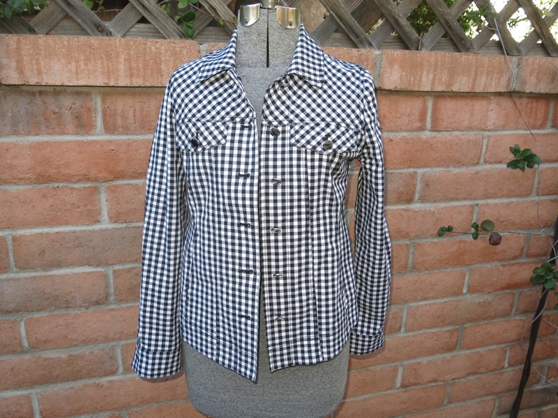 NWOT BYLYSE SPENARD BLACK WHITE CHECK JEAN JACKET TP XS COTTON BLEND