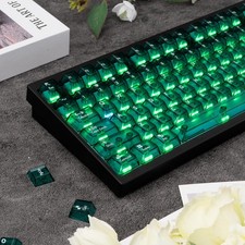 114-Key Clear Crystal Green PBT Keycap Set Translucent Shine-Through Cherry