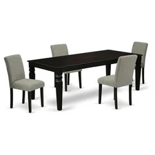 East West Furniture Logan 5-piece Wood Dining Set in Black/Shitake