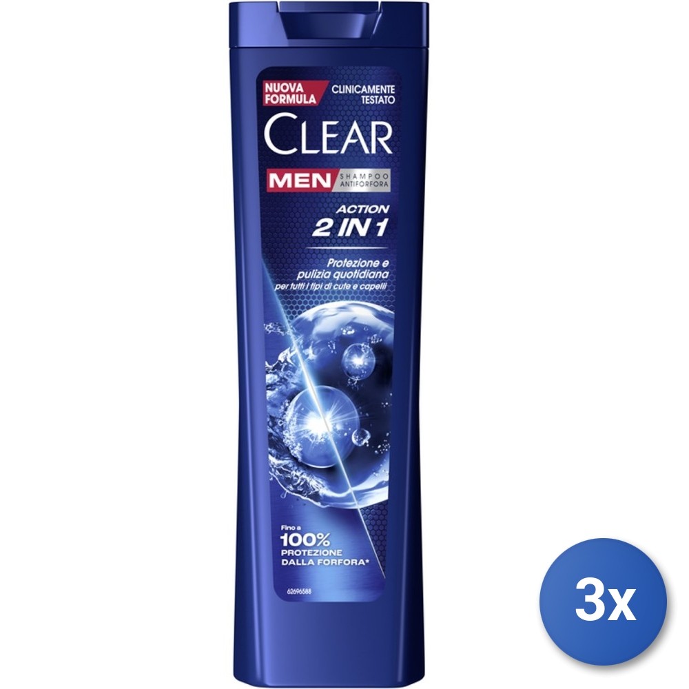 3X Clear 2In1 Shampoo 225 ML. Action
