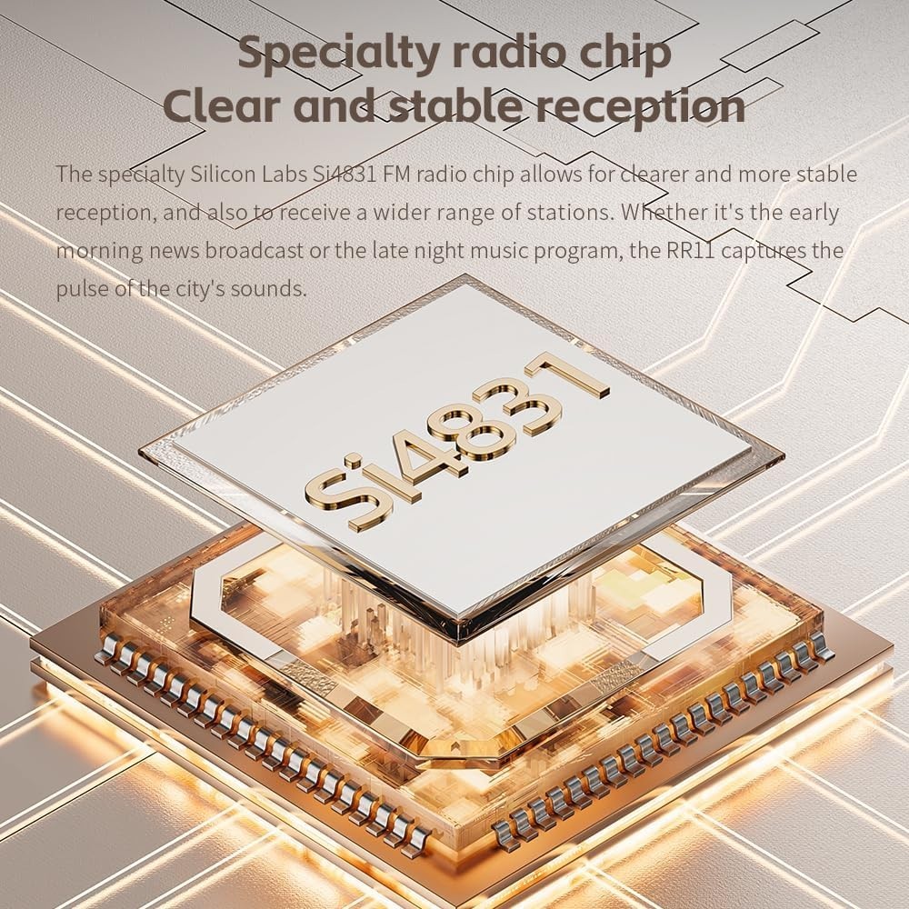 FiiO RR11 Portable FM Radio Receiver w/Ana PVR Tuning, 64-108MHz (Titanium Gold)