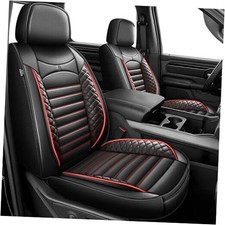 Car Seat Covers Custom Fit for Dodge 5 Seats(Curved Bench)-RAM #096 Black&Red