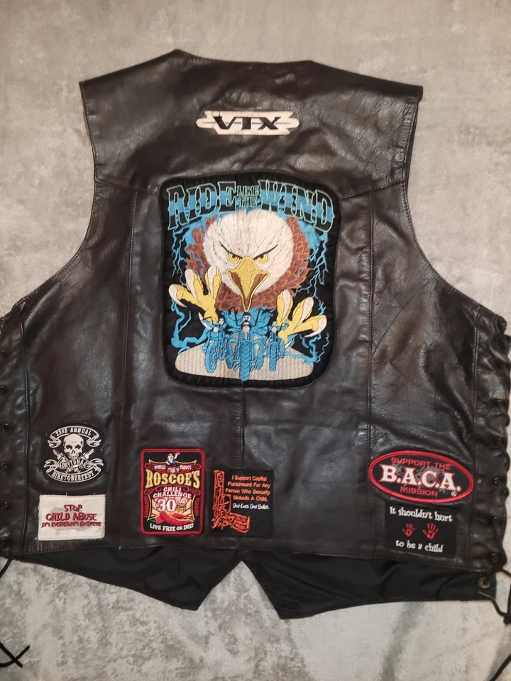 Chaleco chaqueta moto parche cuero vintage talla XL Foto 4 de 4