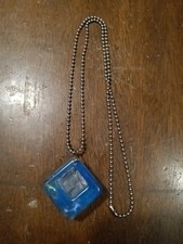Flourite And Blue Resin Necklace With Koi Inside On Beaded Chain