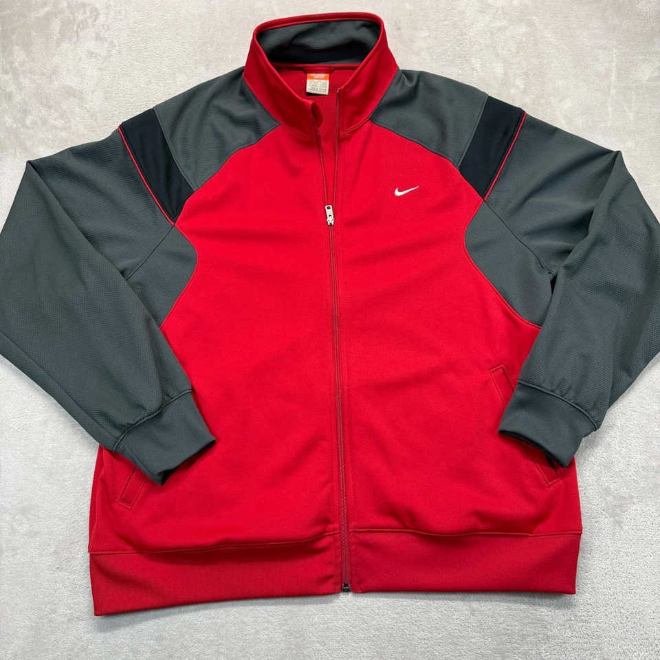 Chaqueta de Pista Nike Para Hombre XXL Y2K The Athletic Dept Rojo Gris Bloque de Color Cremallera Completa Foto 2 de 4