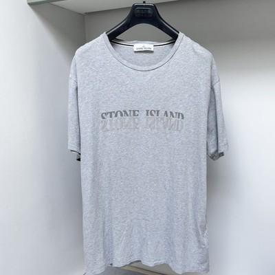Stone Island T-Shirt Oberteil Herren XXL Grau Reflektierender Print Kurzarm PTP23,5''