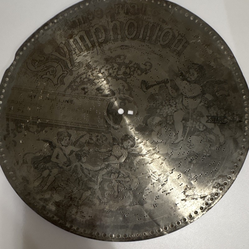 Symphonion Perforated Metal Music Box Disc Plate, Approx. 13 in Diameter