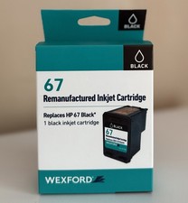 WEXFORD BLACK 67 REM INKJET CARTRIDGE NEW SEALED REPLACES HP 67 BLACK