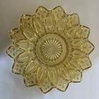 Vintage Amber Yellow Federal Glass Petal Dish - 9.5” Dinner Plate - Sunburst