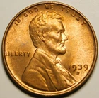 1939 D Lincoln Wheat Cent Penny RED BU  Actual Coin Pictured