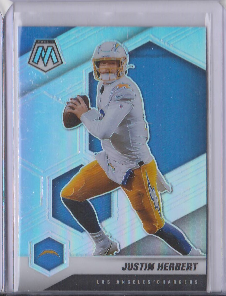 2021 PANINI MOSAIC FOOTBALL JUSTIN HERBERT SILVER PRIZM SP CHARGERS NO 111