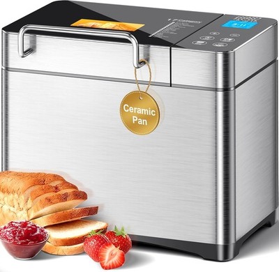 Brotbackautomat 2,2 Pfund, 17-in-1 Keramikpfanne, Sauerteigset, Touchpanel, 3 Laibgröße