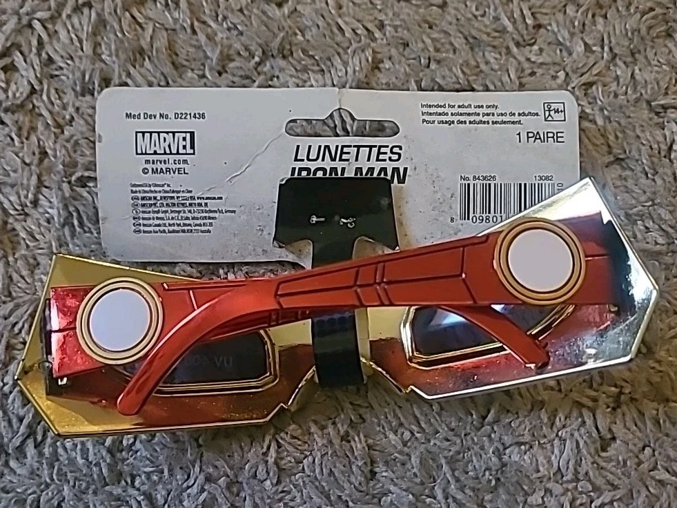 14+ Marvel Iron Man Glasses Costume Accessory Shiny Gold & Red 