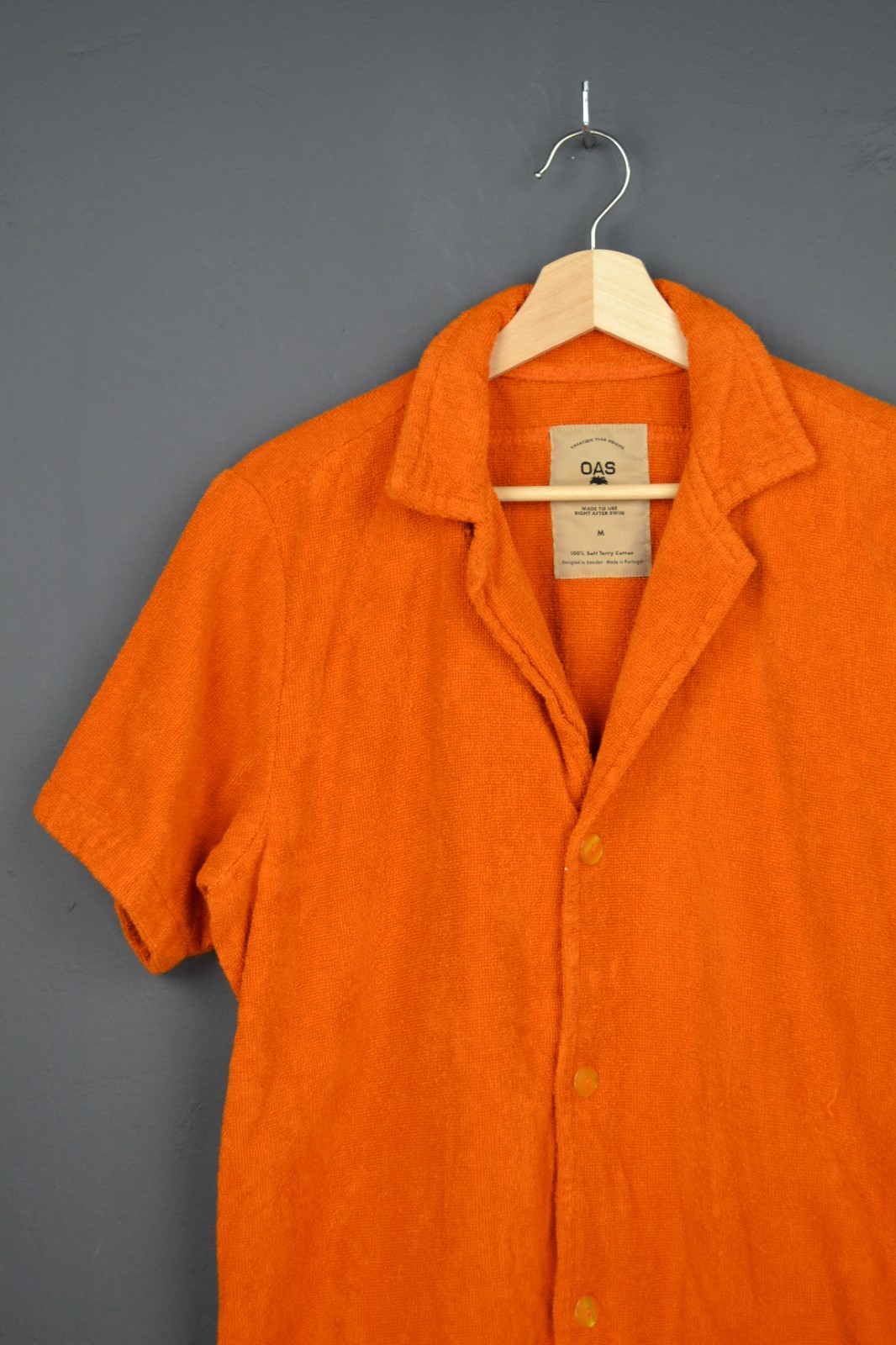 OAS Terry Cuba Short Sleeve Shirt Orange Terracotta M