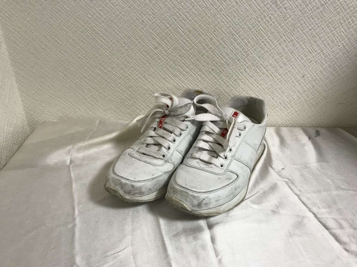 Prada Leather Runway Sneakers for Business Suit in White Size 6.5 25.5cm
