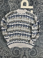 Mens Eddie Bauer Vintage 80  s 90  s Cotton Wool Blend Stripe Sweater Size XL