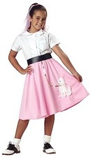Large Pink Poodle Skirt with Sequined Leash Retro 50s Style Costume