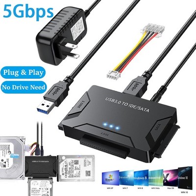 USB 3.0 to IDE & SATA Converter External Hard Drive Adapter Kit 2.5''/3.5'' Cable