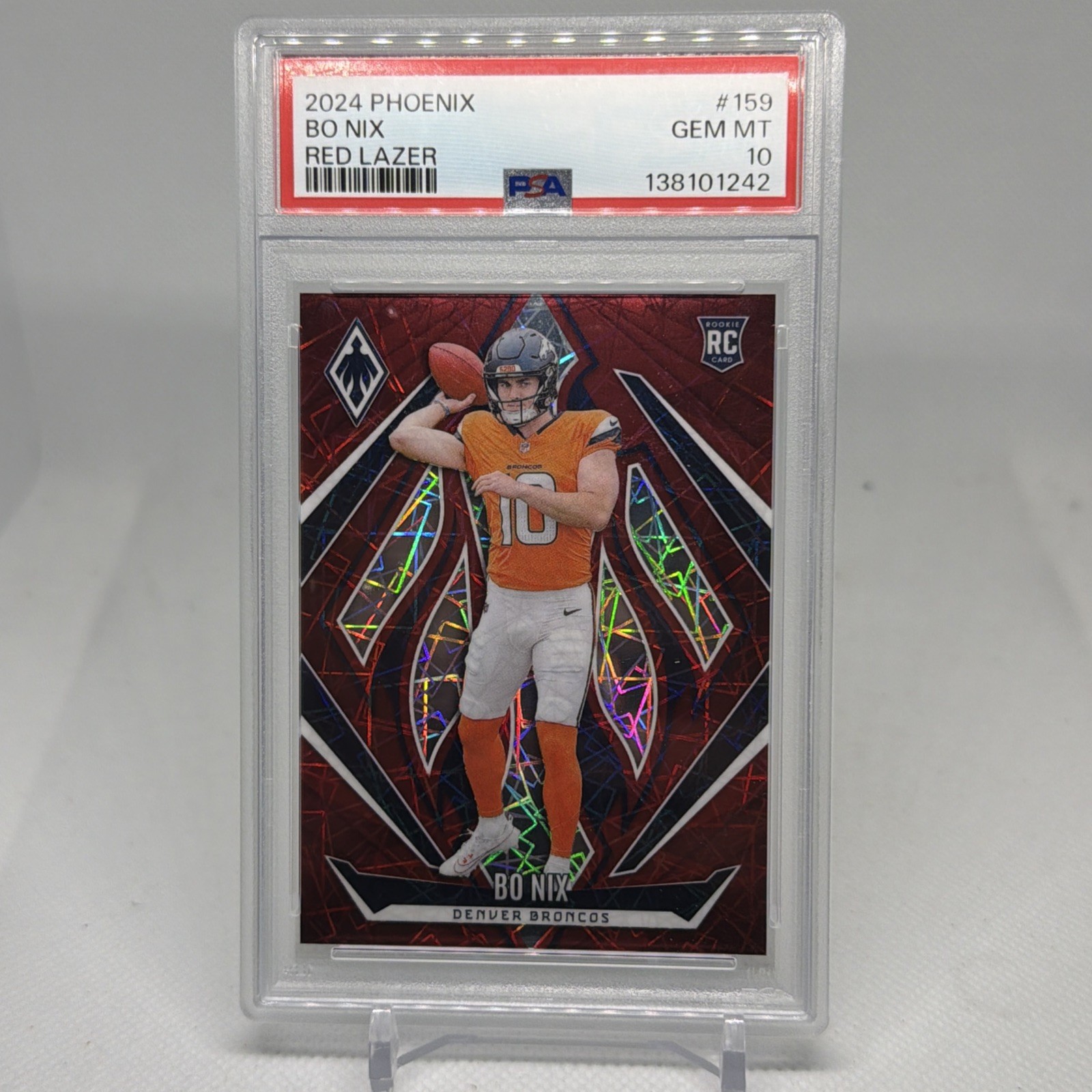 2024 PANINI PHOENIX RED LAZER #159 BO NIX RC ROOKIE /199 PSA 10 POP 10