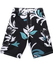 Kanu Surf Boy's Barracuda Quick Dry UPF 50 Beach Swim Trunk - Oahu Black Small