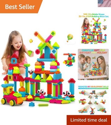 Inspiring 144 PCS Bristle Shape Blocks - Engaging STEM Educational Play for Kids