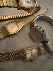 Vintage Ladies Watch Lot Seiko Timex Untested Stretch Bands. Gold Tone