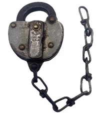 Vintage SWIFT & CO Padlock 1955 w/ Chain Lancaster PA USA Railroad Lock Antique