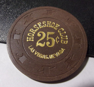 HORSESHOE CLUB HOTEL CASINO 25¢ hotel casino gaming poker chip Las Vegas NV