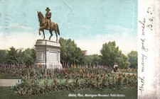 Vtg Postcard Washington Monument & Public Garden Boston, MA Posted 1908 UDB
