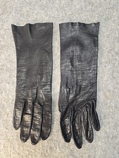 Vintage French Kidskin Leather Gloves Black Size 6 1/2