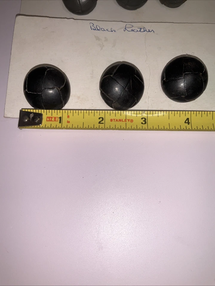 Vintage Leather Woven Buttons 6 Molded Dome Black Gray NEW! - Image 3 of 4