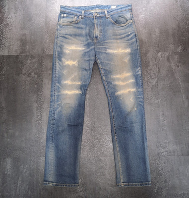 EDWIN ED03 Tapered Jeans Mens W34 Actual W35 Blue Stretch Denim Made in Japan