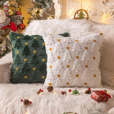 Christmas Tree Green White Throw Pillow Covers 18X18 Inches Set of 2,Winter Holi