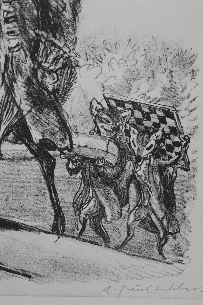 A. Paul Weber, Original Lithographie 1976, signiert, Der Schachgroßmeister