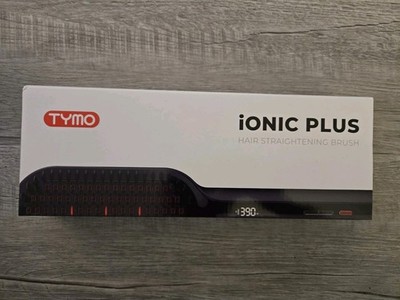 TYMO Ionic Plus Hair Straightening Brush Digital Temp Fast Heat Anti-Frizz Black