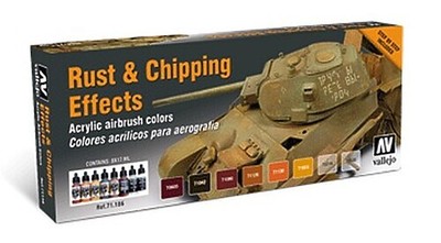 Vallejo Rust amp; Chipping Effects Model Air Paint Set (8 Colors)